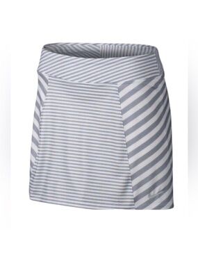 NIKE Golf White and Gray Striped Athletic Skort Women's Large Spandex Dri-fit